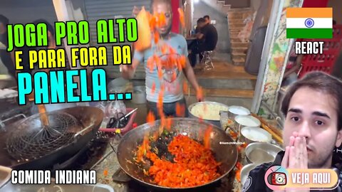 MACARRÃO COM ACROBACIAS? Haja desperdício! Reagindo a COMIDAS DE RUA INDIANAS | Veja Aqui Reacts