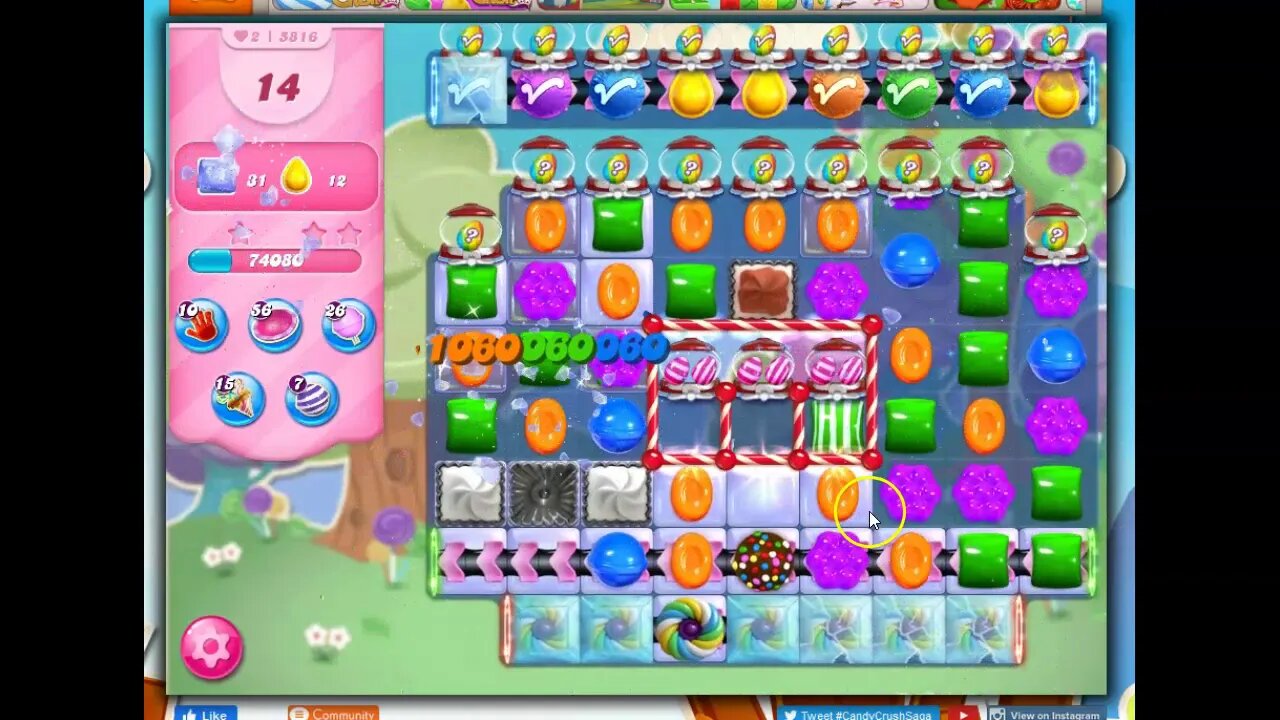 Candy Crush Level 5816 Talkthrough, 27 Moves 0 Boosters
