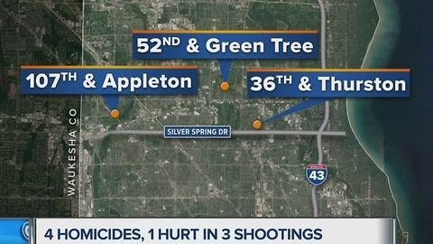 4 homicides, 1 hurt in 3 shootings