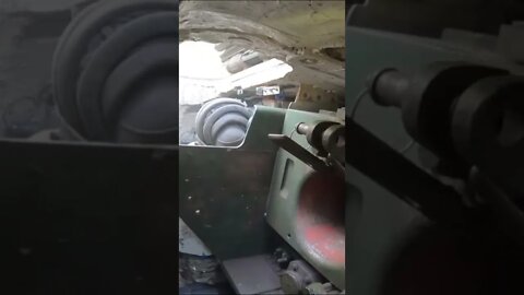 The Russian T 80 is firing