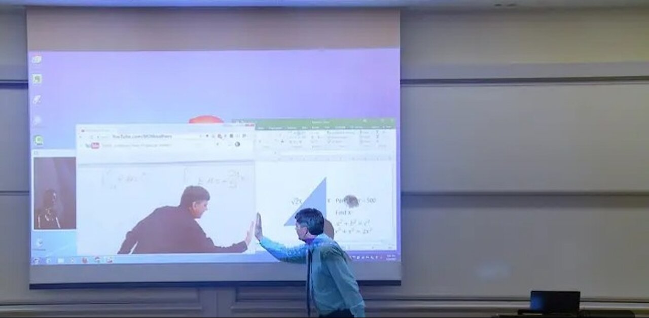 Math Professor Fixes Projector Screen( April Fool's Day prank)