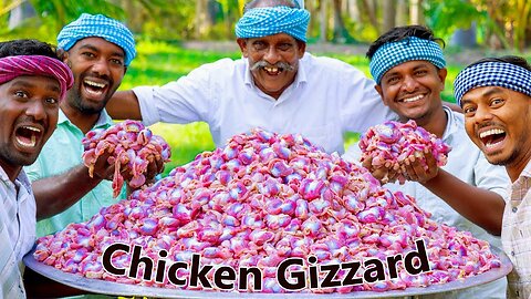 2000 CHICKEN GIZZARDS | Chicken Gizzard Fry Recipe Cooking In Village | Chicken Parts Recipe