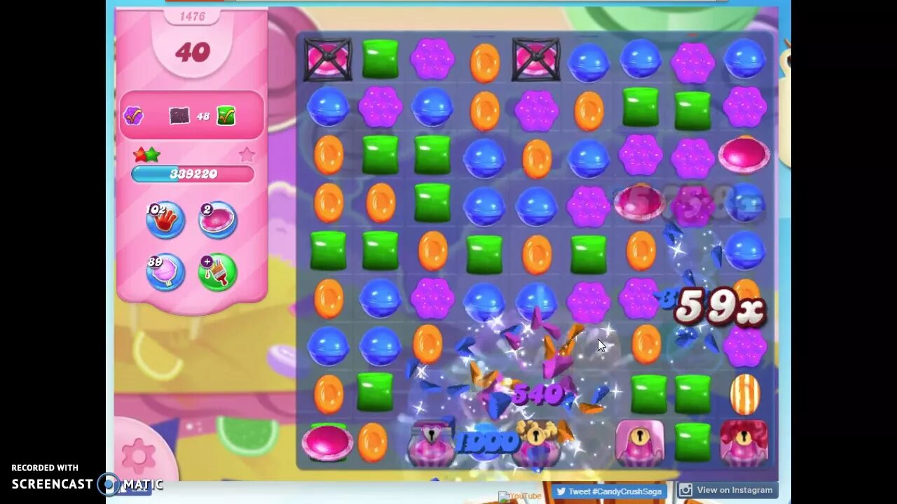 Candy Crush Level 1476 Audio Talkthrough, 3 Stars 0 Boosters