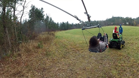 Homemade human bungee slingshot