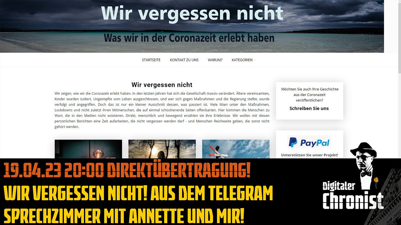 19.04.23 20:00 DÜ! Wir vergessen nicht! Aus dem Telegram Sprechzimmer mit Annette und mir!