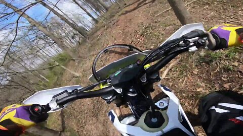 Test riding the 2020 Husqvarna TE300i on MY trail system!