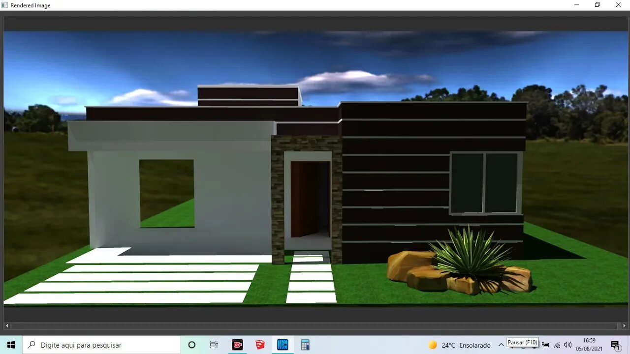 planta 3d casa simples