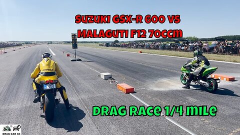 Suzuki GSX-R 600 vs Malaguti F12 70ccm - motorcycle - scooter drag race 1/4 mile ???? - 4K UHD