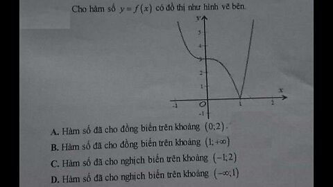Toán 12: Nhận định đúng/sai: Đồng biến và nghịch biến: Cho hàm số f(x) có đồ thị