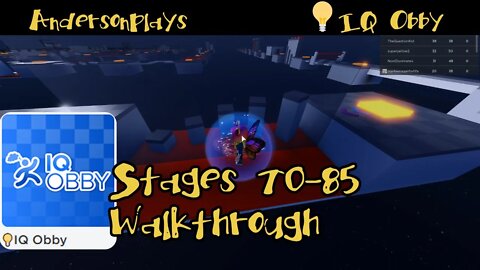 AndersonPlays Roblox 💡IQ Obby - Stages 70-85 Walkthrough