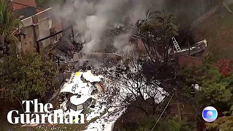 Aerial footage shows plane crash site in Brazil