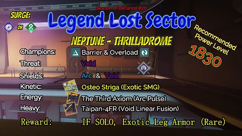 Destiny 2 Legend Lost Sector: Neptune - Hydroponics Delta on my Void Titan 5-17-23