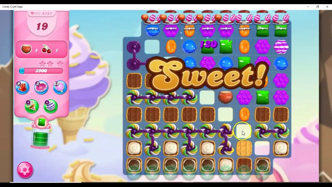 Candy Crush Level 5727 Talkthrough, 25 Moves 0 Boosters
