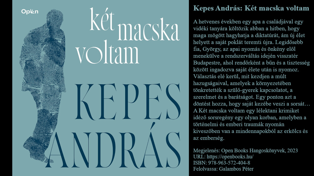 Kepes András: Két macska voltam. Open Books Hangoskönyvek, 2023