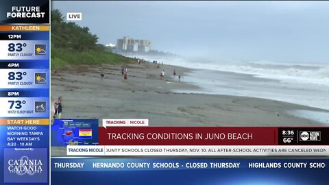 Sophia Hernandez monitors conditions in Juno Beach, 8:30 a.m.