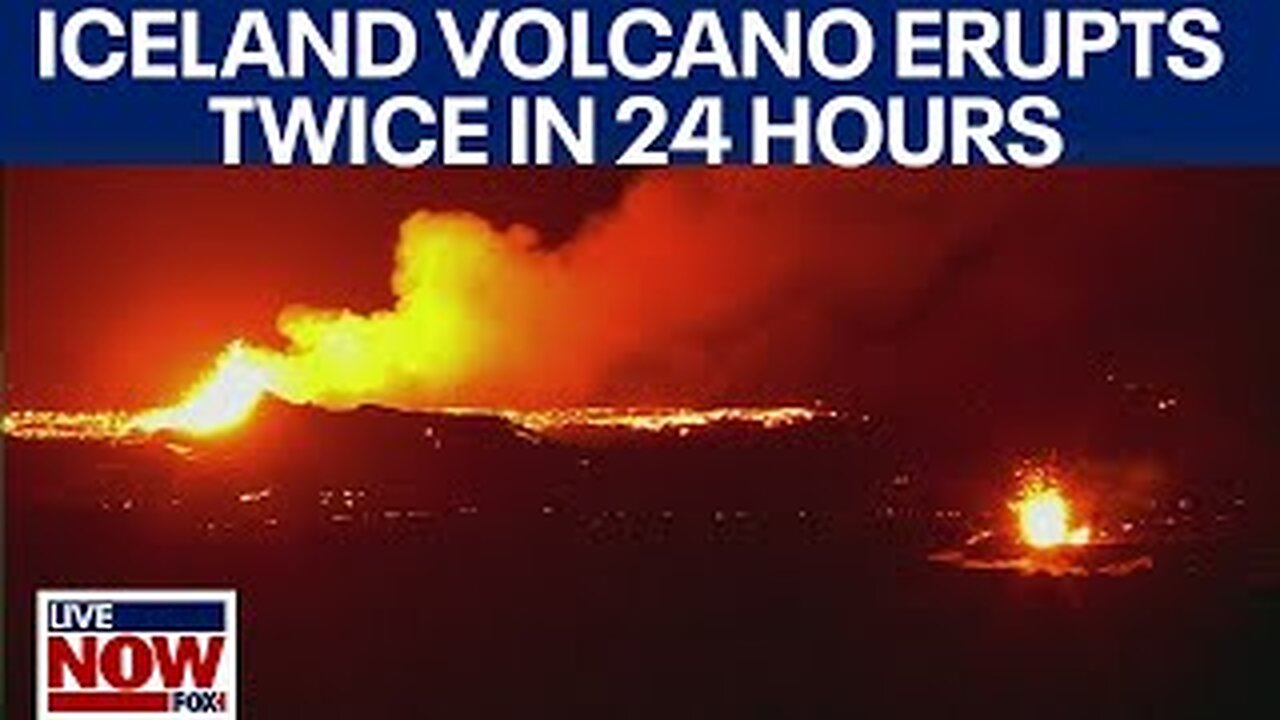 Iceland volcano in Reykjanes Peninsula erupts twice in 24 hours | LiveNOW from FOX