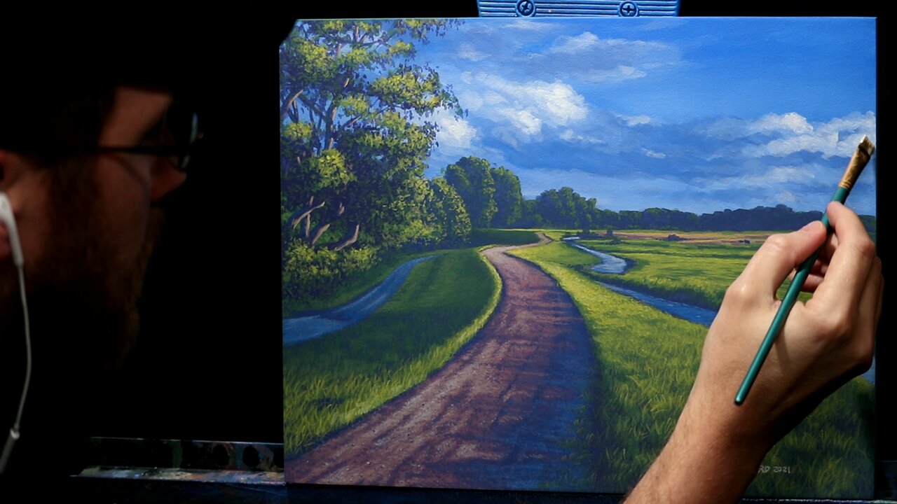 Acrylic Landscape Painting of A Path and Field - Time Lapse - Artist Timothy Stanford