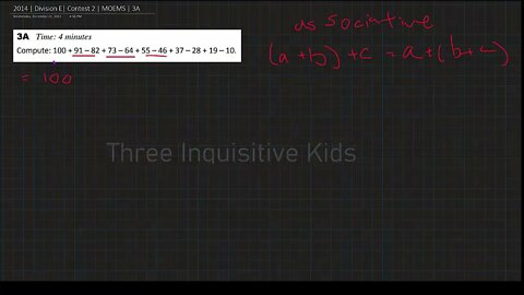 Math Olympiad for Elementary | 2014 | Division E | Contest 3 | MOEMS | 3A