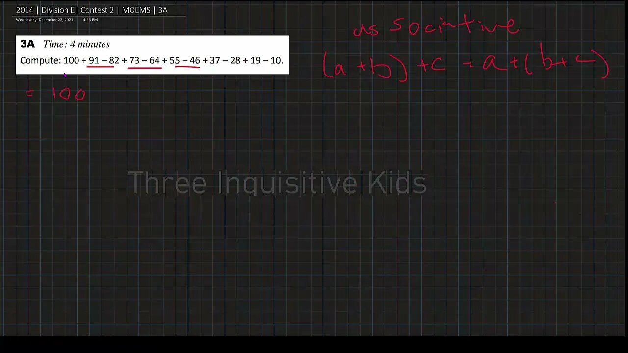Math Olympiad for Elementary | 2014 | Division E | Contest 3 | MOEMS | 3A