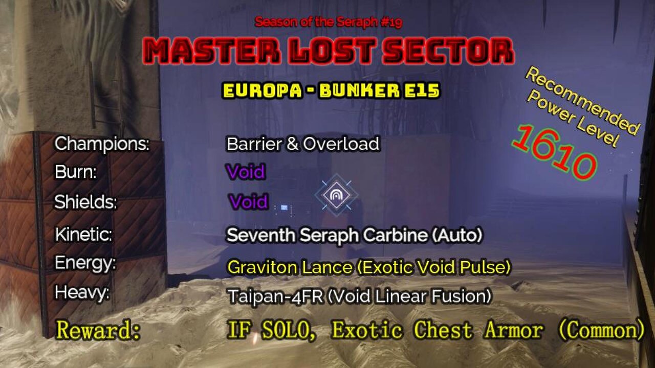 Destiny 2 Master Lost Sector: Europa - Bunker E15 on my Warlock 12-21-22