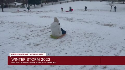 Sledding picks up in Claremore ahead of next band of snow