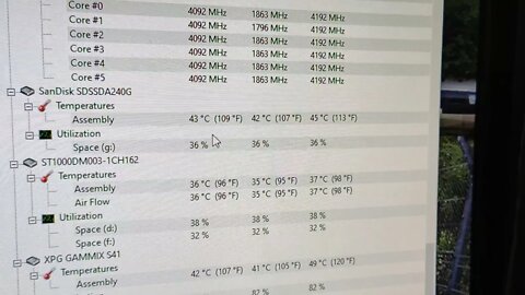 Temperatura do SSD XPG S41