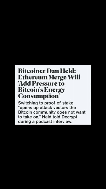 Ethereum Merge Will 'Add Pressure to Bitcoin's Energy Consumption' #cryptomash #eth #ethereum #viral