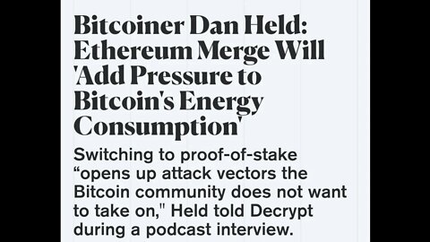 Ethereum Merge Will 'Add Pressure to Bitcoin's Energy Consumption' #cryptomash #eth #ethereum #viral