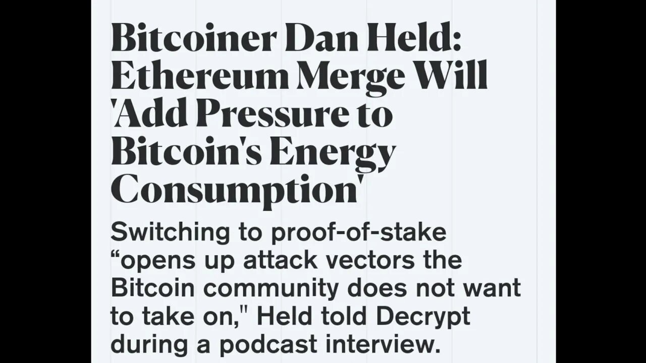 Ethereum Merge Will 'Add Pressure to Bitcoin's Energy Consumption' #cryptomash #eth #ethereum #viral