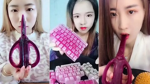 Scissors Shaped Ice Eating Sounds |ASMR| Most Satisfying Video