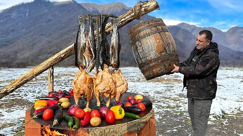 Smoked Fish And Chicken Under A Wooden Barrel! Life In A Peaceful Village