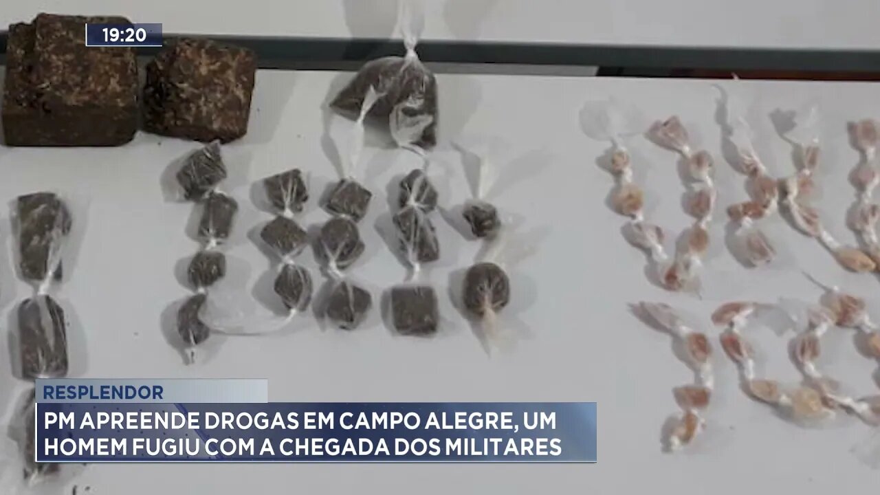 Resplendor: PM apreende drogas em campo alegre, um homem fugiu com a chegada dos militares