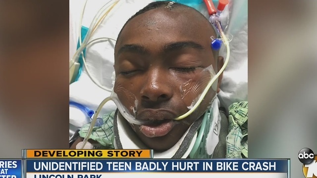 Unidentified teen badly hurt in bike crash