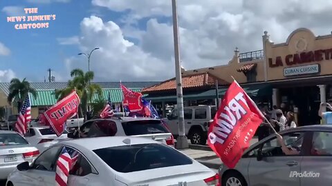 Trump flags in Cuban American neighborhoods in Westchester, Florida.