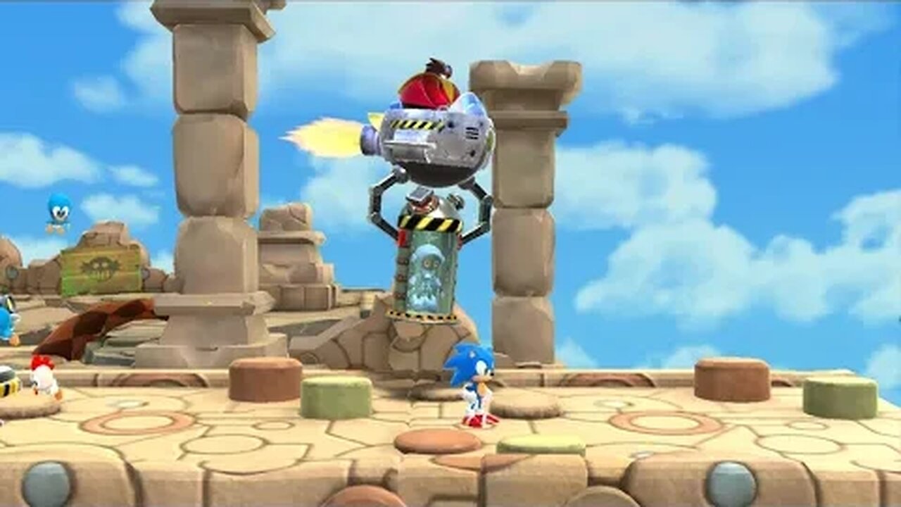 Sonic Superstars Sky Temple Zone Act 1 + Robotnik Boss Battle