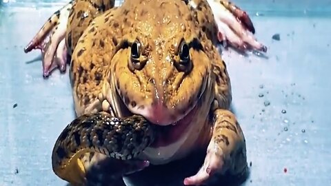 Asian Bullfrog Tries to Eat Snake
