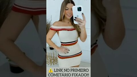 Vestido Canelado Ciganinha com Listras horizontal com detalhes furadinhos Estica!