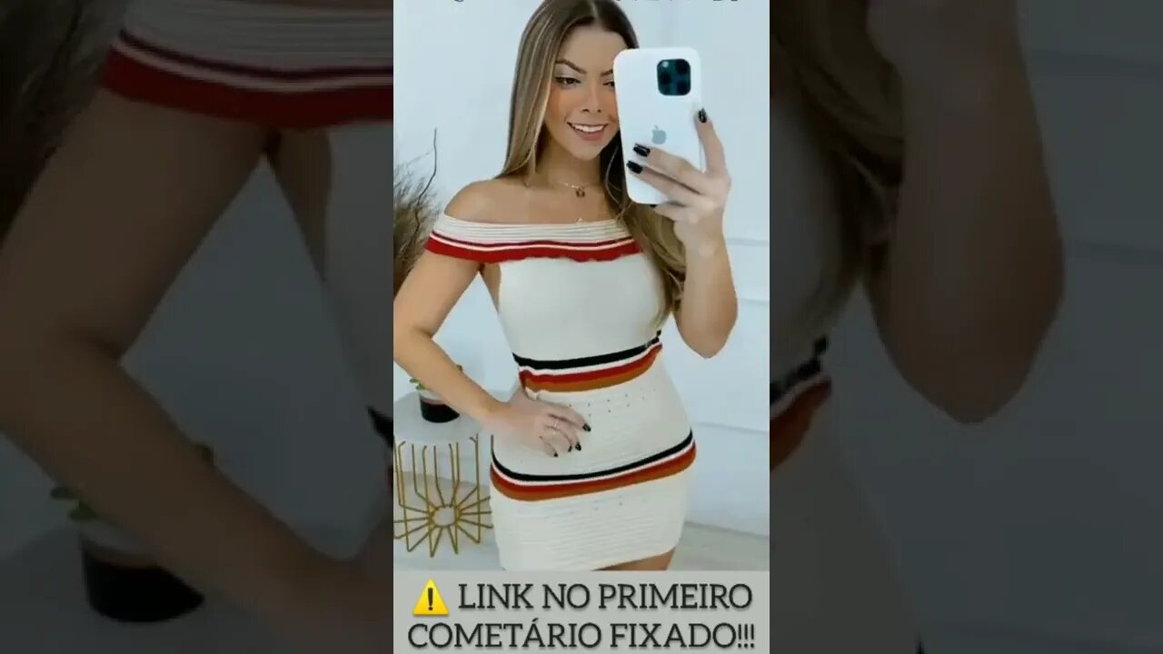 Vestido Canelado Ciganinha com Listras horizontal com detalhes furadinhos Estica!