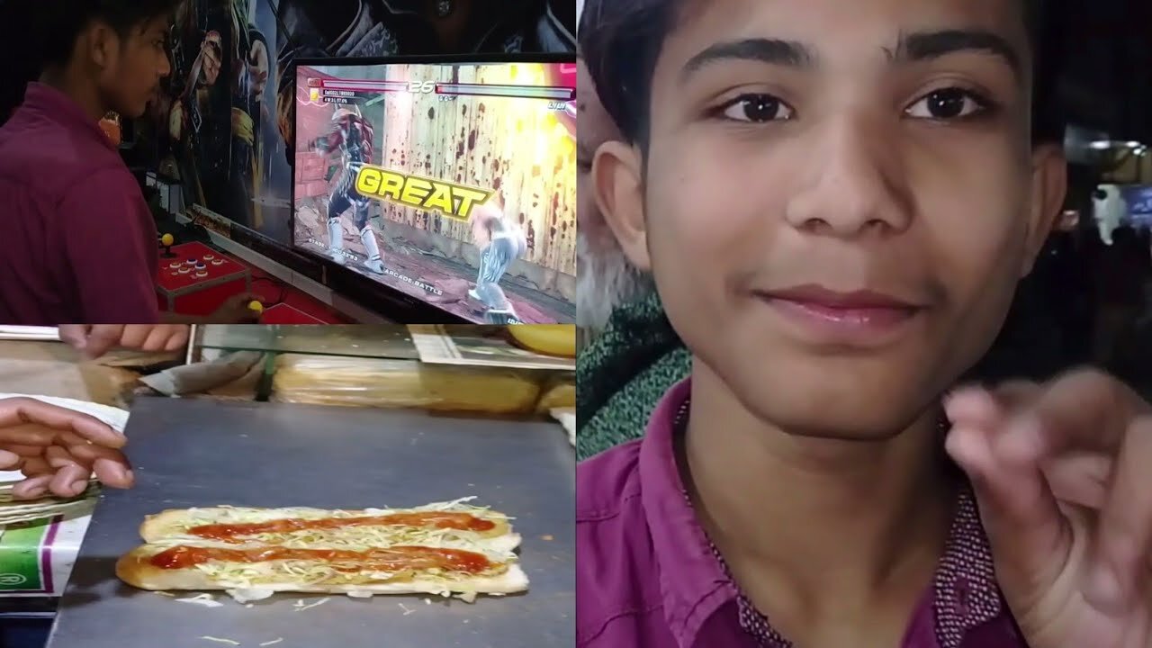 Playing tekken 6 in a game zone _ vlog _ thegreathasnain _ Ice cream aur burger khanay gaya