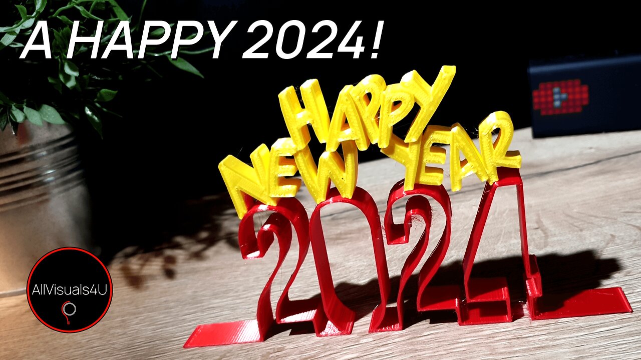 🎆 Happy 2024 - New Year 3D Print - Happy New Year Wishes 3D - New Years Eve STL