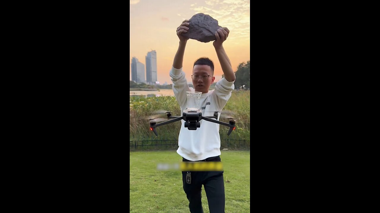 Boy puts juice glass on drone🤯