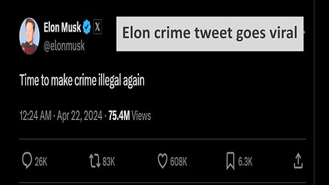Elon Tweet on crime 65M views in 8 hours