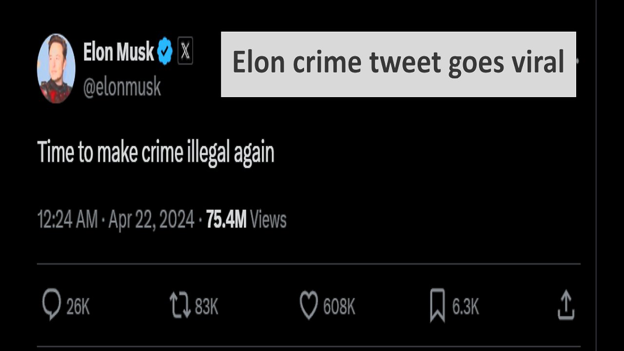 Elon Tweet on crime 65M views in 8 hours