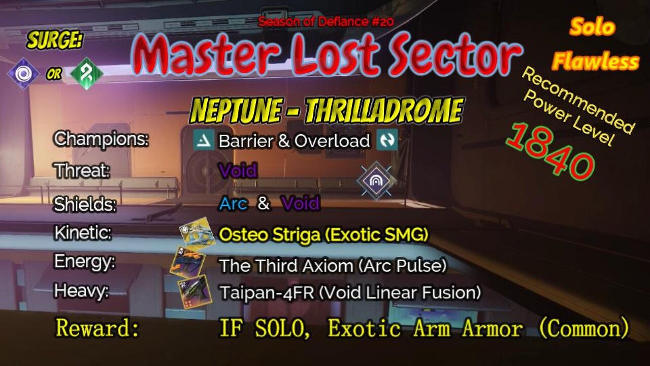 Destiny 2 Master Lost Sector: Neptune - Thrilladrome on my Void Hunter Solo-Flawless 5-5-23