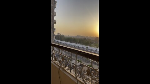 Sun setting in Cairo