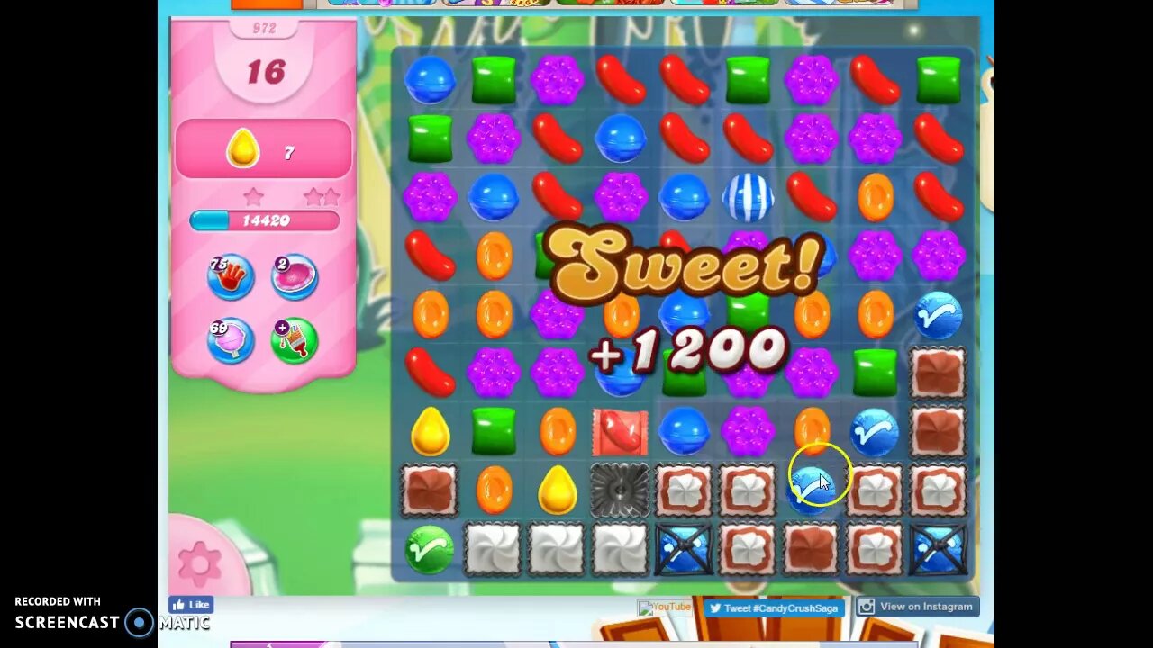 Candy Crush Level 972 Audio Talkthrough, 3 Stars 0 Boosters