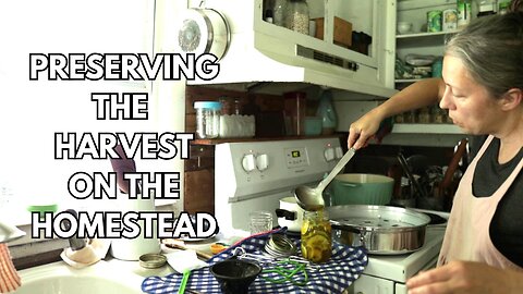 A Homemaker preserves the harvest on the Homestead using a Steam Canner