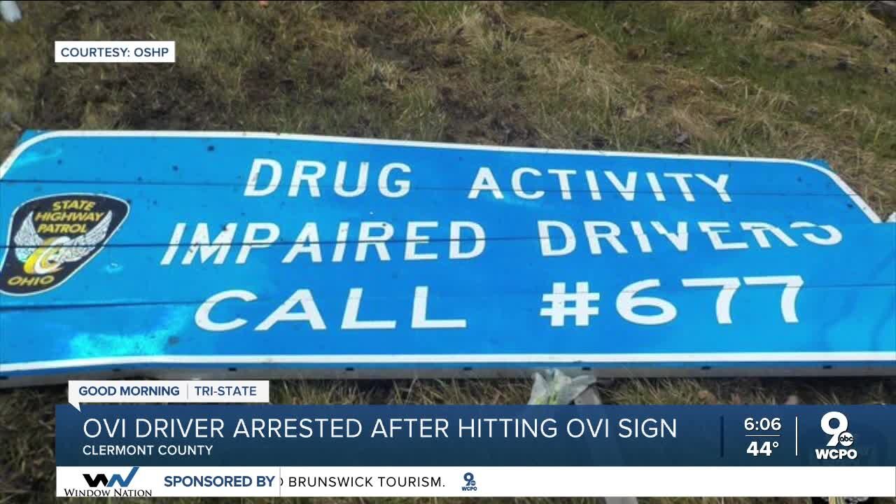 Impaired driver arrested after striking an impaired driving sign