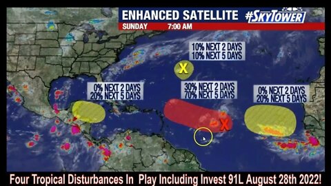 Four Tropical Disturbances In Play Including Invest 91L August 28th 2022!