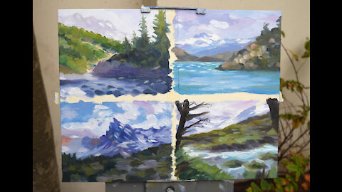 4, 1 Hour Oil Paintings of Torres Del Paine, Patagonia, Chile